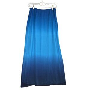 A.B.S. Studio Medium Skirt Blue Ombre Chiffon Silk Long Lined Festive Boho Party